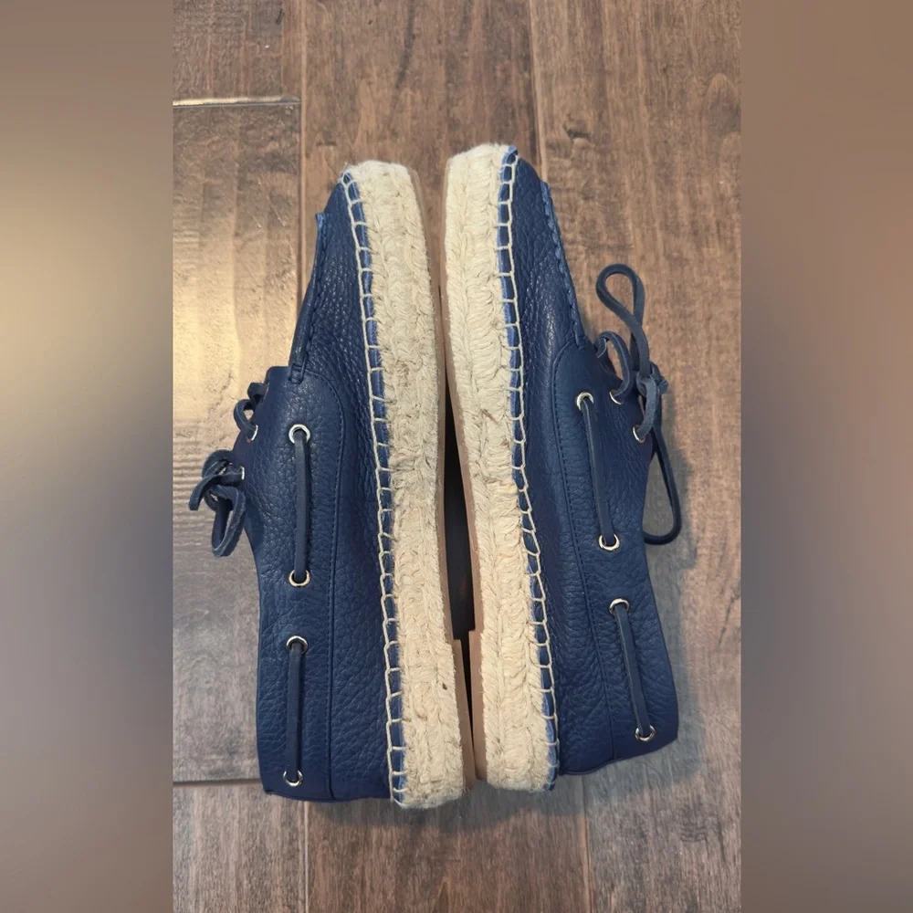 Tory Burch Navy Leather Espadrille Boat Shoes. Size 8. New, no box.